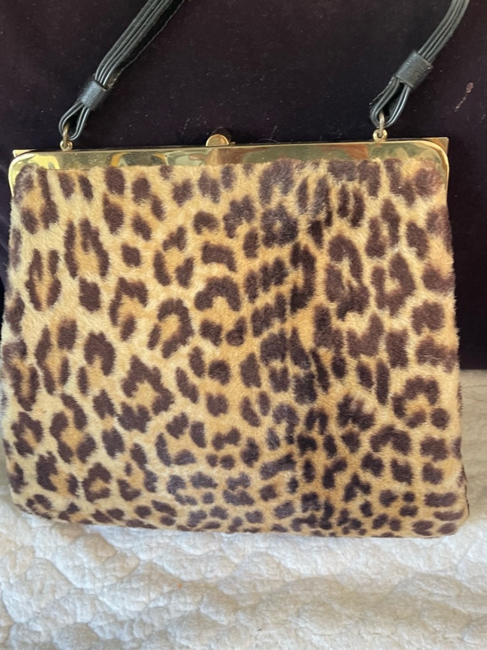 Vintage Leopard Print  Bag in Brown and Black - Picture 2 of 3